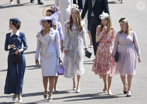 Abigail Leigh Spencer et Priyanka Chopra - Les invités arrivent à la chapelle St. George pour le mariage du prince Harry et de Meghan Markle au château de Windsor, Royaume Uni, le 19 mai 2018.
