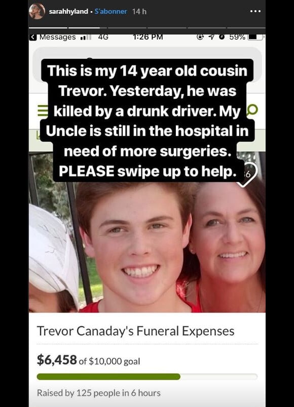Sarah Hyland a dévoilé que son cousin de 14 ans a été tué et que son oncle est hospitalisé après un accident de voiture. Instagram, décembre 2018.