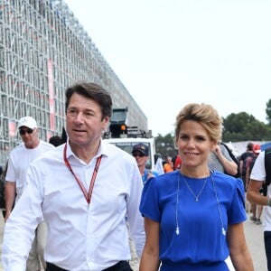 Exclusif - Christian Estrosi et sa femme Laura Tenoudji durant la journée d'essai du Grand Prix de France au Castellet le 23 juin 2018. © Bruno Bebert/Bestimage