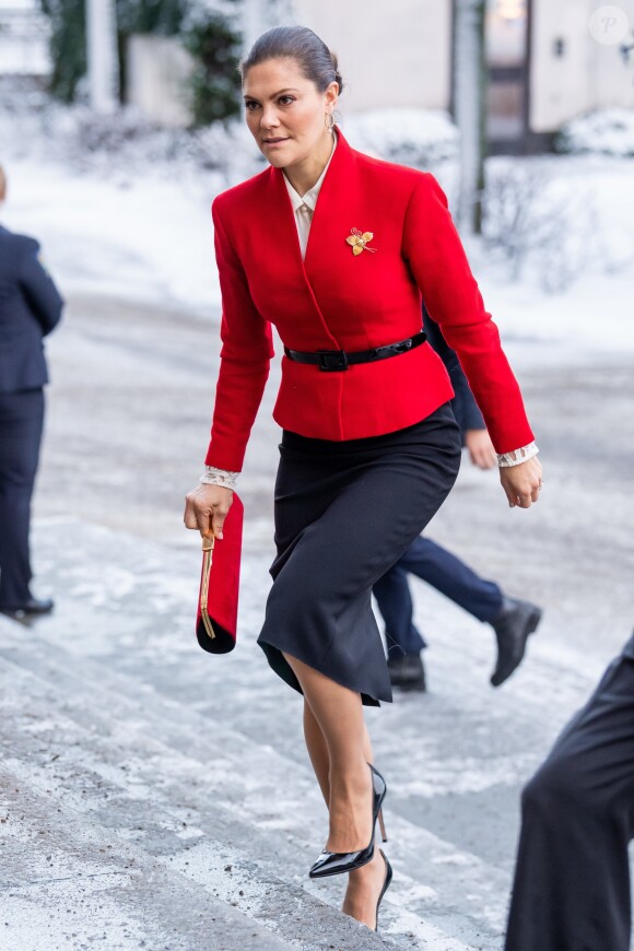 La princesse Victoria de Suède lors d'un séminaire sur le droit de vote au Parlement suédois à Stockholm le 17 décembre 2018.