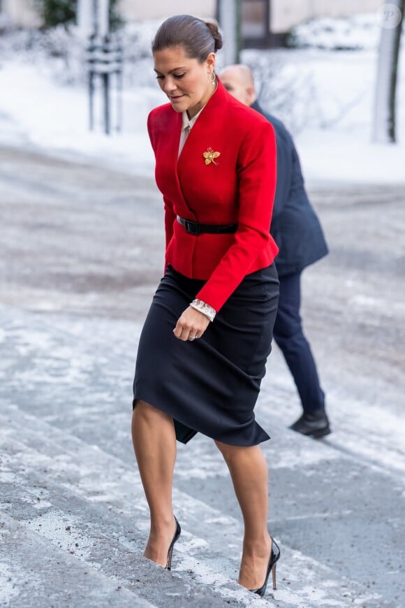 La princesse Victoria de Suède lors d'un séminaire sur le droit de vote au Parlement suédois à Stockholm le 17 décembre 2018.