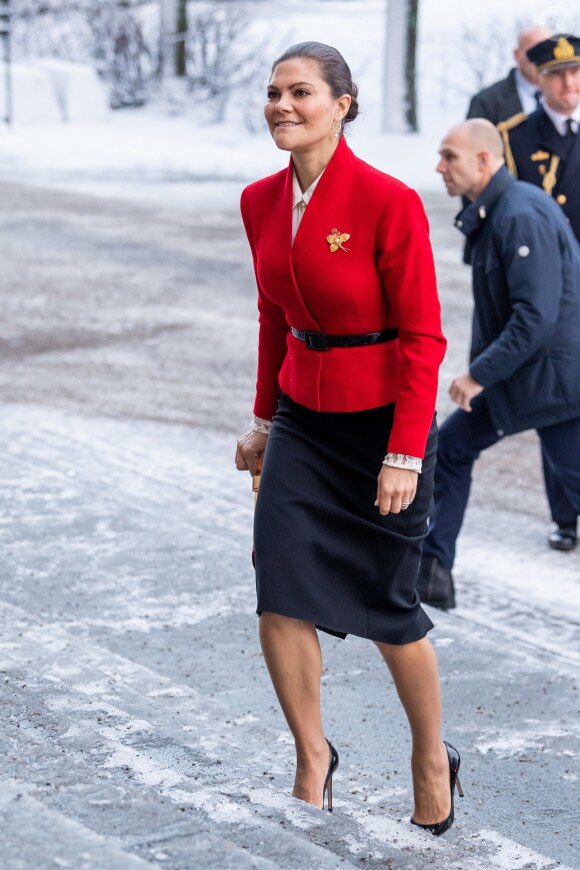 La princesse Victoria de Suède lors d'un séminaire sur le droit de vote au Parlement suédois à Stockholm le 17 décembre 2018.