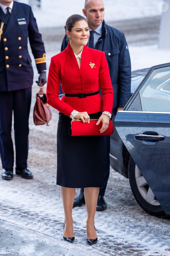 La princesse Victoria de Suède lors d'un séminaire sur le droit de vote au Parlement suédois à Stockholm le 17 décembre 2018.