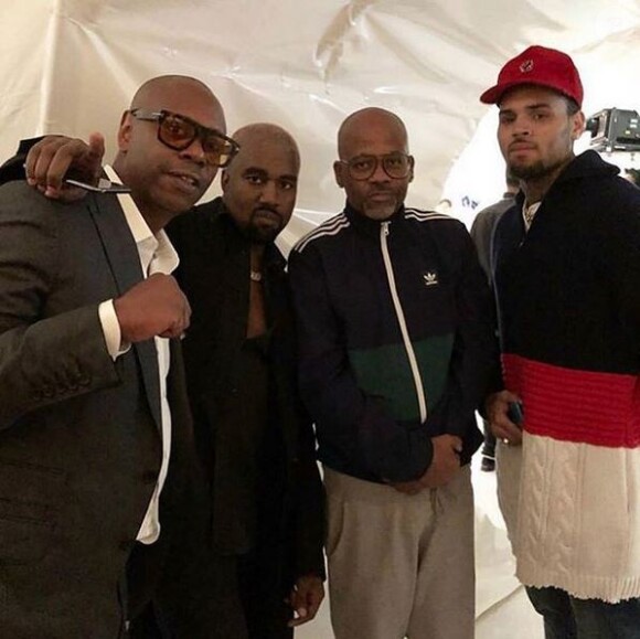 Dave Chappelle, Kanye West, Dame Dash et Chris Brown - Soirée du réveillon de Noël chez Kanye West et Kim Kardashian. Calabasas, le 24 décembre 2018.