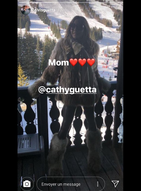 Cathy Guetta à la montagne avec son fils Elvis. Photo publiée sur Instagram le 27 décembre 2018.