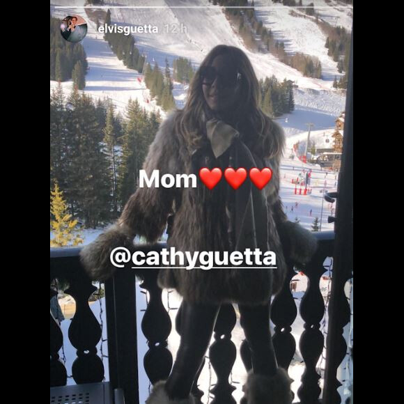 Cathy Guetta à la montagne avec son fils Elvis. Photo publiée sur Instagram le 27 décembre 2018.