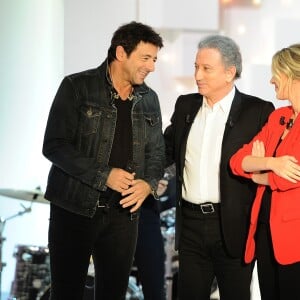 Exclusif - Patrick Bruel, Amanda Sthers, Michel Drucker - Enregistrement de l'émission "Vivement Dimanche", présentée par M.Drucker, et diffusée le 6 janvier sur France 2. Le 17 décembre 2018 © Guillaume Gaffiot / Bestimage