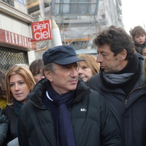 Amanda Sthers, Michel Drucker, Patrick Bruel, Emmanuelle Béart - Marche républicaine pour Charlie Hebdo à Paris, suite aux attentats terroristes survenus à Paris les 7, 8 et 9 janvier. Paris, le 11 janvier 2015