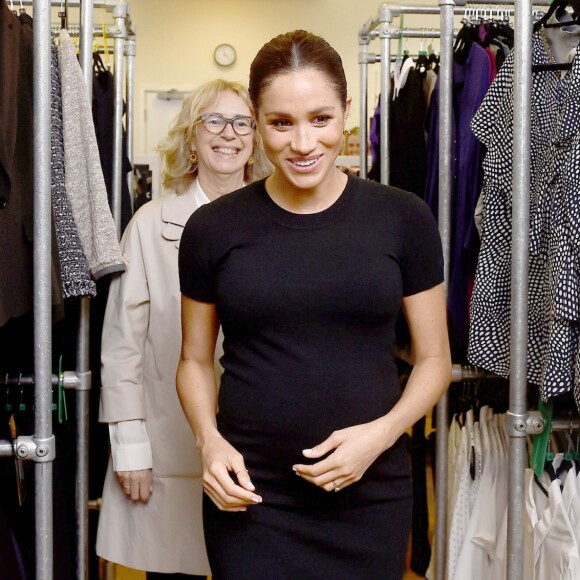 Meghan Markle, duchesse de Sussex, enceinte, visite les locaux de l'association caritative "Smartt Works" à Londres, le 10 janvier 2019.