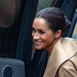 Meghan Markle, duchesse de Sussex, enceinte, visite les locaux de l'association caritative "Smartt Works" à Londres, le 10 janvier 2019.