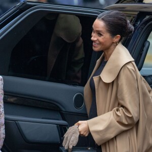 Meghan Markle, duchesse de Sussex, enceinte, visite les locaux de l'association caritative "Smartt Works" à Londres, le 10 janvier 2019.