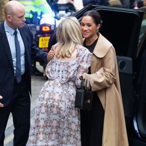 Meghan Markle, duchesse de Sussex, enceinte, visite les locaux de l'association caritative "Smartt Works" à Londres, le 10 janvier 2019.