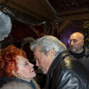 Exclusif - Régine et Alain Delon - Régine, de son vrai nom Régina Zylberberg fête son 89ème anniversaire au restaurant "La chope des Tuileries" à Paris le 26 décembre 2018. © Pierre Perusseau/Bestimage