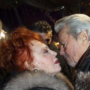 Exclusif - Régine et Alain Delon - Régine, de son vrai nom Régina Zylberberg fête son 89ème anniversaire au restaurant "La chope des Tuileries" à Paris le 26 décembre 2018. © Pierre Perusseau/Bestimage