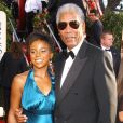  Morgan Freeman et sa petite fille E'Dena Hines à la cérémonie des 62ème Golden Globes à Los Angeles le 16 janvier 2005.  