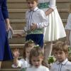 Le prince George de Cambridge - Sorties après la cérémonie de mariage de la princesse Eugenie d'York et Jack Brooksbank en la chapelle Saint-George au château de Windsor le 12 octobre 2018.