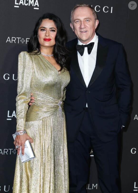 Salma Hayek et son mari François-Henri Pinault à la soirée LACMA Art + Film en l'honneur de Catherine Opie et Guillermo Del Toro présentée par Gucci à Los Angeles, le 3 novembre 2018