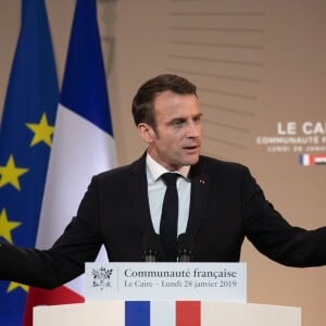 Emmanuel Macron lors de son discours à la communauté française au Caire. Le 28 janvier 2019 © Romuald Meigneux / Pool / Bestimage