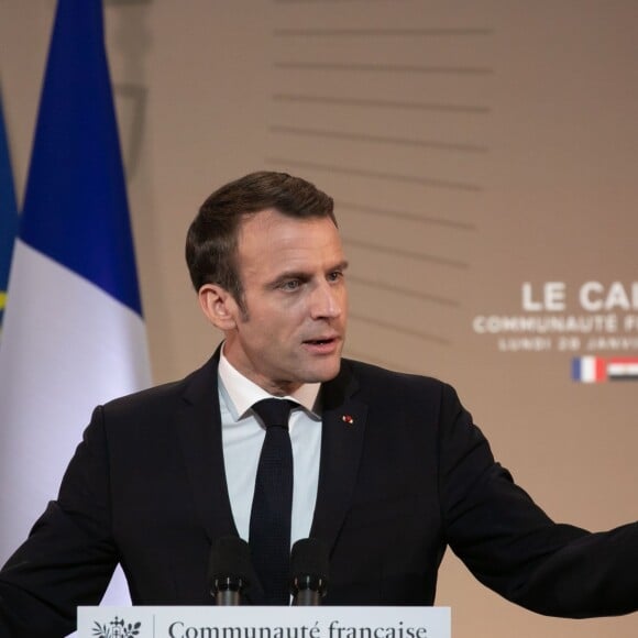 Emmanuel Macron lors de son discours à la communauté française au Caire. Le 28 janvier 2019 © Romuald Meigneux / Pool / Bestimage