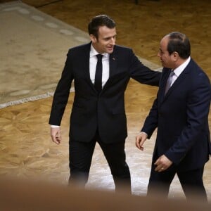 Emmanuel Macron, Abdel Fattah al-Sissi - Conférence de presse du président de la République française et du président de la République égyptienne au palais présidentiel au Caire. Le 28 janvier 2019 © Eliot Blondet / Pool / Bestimage