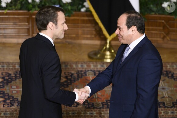 Emmanuel Macron, Abdel Fattah al-Sissi - Conférence de presse du président de la République française et du président de la République égyptienne au palais présidentiel au Caire. Le 28 janvier 2019 © Eliot Blondet / Pool / Bestimage
