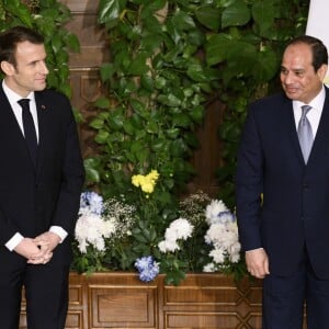 Emmanuel Macron, Abdel Fattah al-Sissi - Conférence de presse du président de la République française et du président de la République égyptienne au palais présidentiel au Caire. Le 28 janvier 2019 © Eliot Blondet / Pool / Bestimage