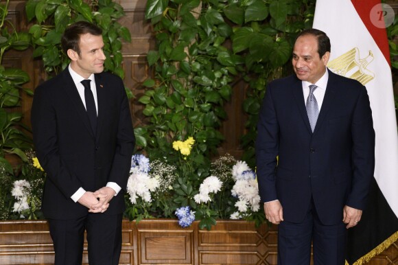 Emmanuel Macron, Abdel Fattah al-Sissi - Conférence de presse du président de la République française et du président de la République égyptienne au palais présidentiel au Caire. Le 28 janvier 2019 © Eliot Blondet / Pool / Bestimage