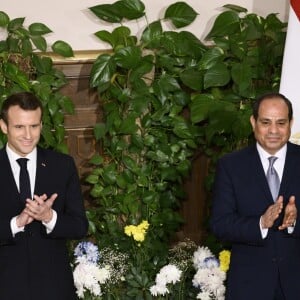 Emmanuel Macron, Abdel Fattah al-Sissi - Conférence de presse du président de la République française et du président de la République égyptienne au palais présidentiel au Caire. Le 28 janvier 2019 © Eliot Blondet / Pool / Bestimage