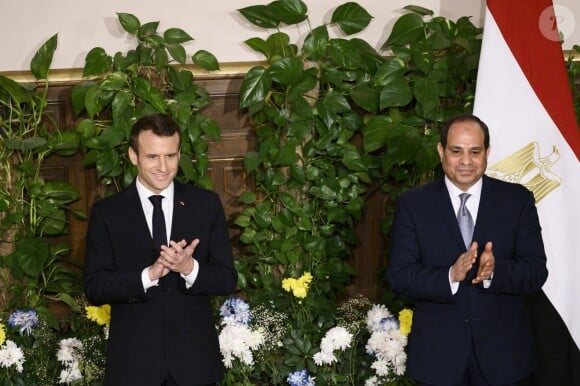 Emmanuel Macron, Abdel Fattah al-Sissi - Conférence de presse du président de la République française et du président de la République égyptienne au palais présidentiel au Caire. Le 28 janvier 2019 © Eliot Blondet / Pool / Bestimage