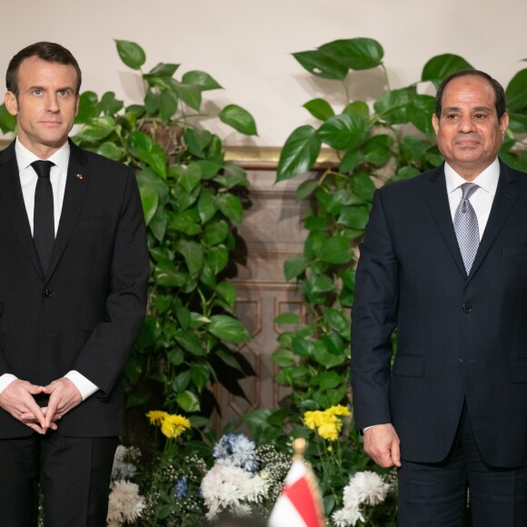 Emmanuel Macron, Abdel Fattah al-Sissi - Conférence de presse du président de la République française et du président de la République égyptienne au palais présidentiel au Caire. Le 28 janvier 2019 © Romuald Meigneux / Pool / Bestimage