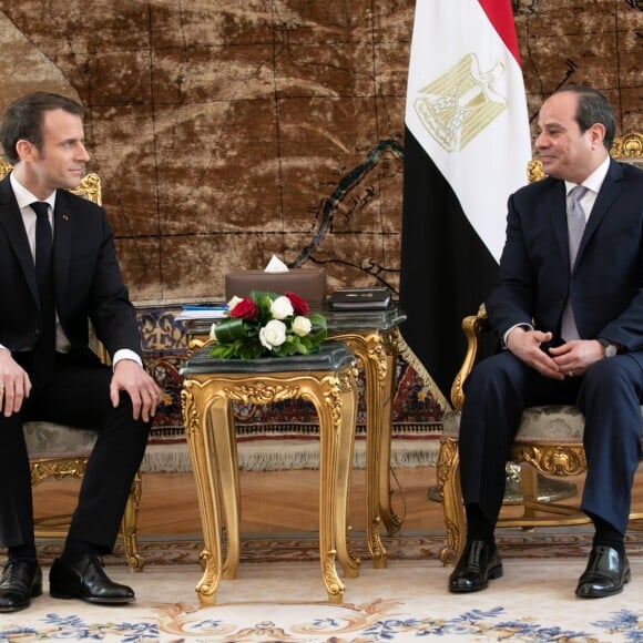 Emmanuel Macron, Abdel Fattah al-Sissi - Rencontre bilatérale entre le président de la République française et le président de la République égyptienne au palais présidentiel au Caire. Le 28 janvier 2019 © Romuald Meigneux / Pool / Bestimage