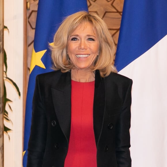 Brigitte Macron - Cérémonie d'accueil du président de la République française par le président de la République égyptienne au palais présidentiel au Caire. Le 28 janvier 2019 © Romuald Meigneux / Pool / Bestimage