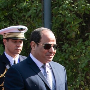 Emmanuel Macron est accueilli par le président de la République d'Egypte Abdel Fattah al-Sissi au palais présidentiel au Caire. Le 28 janvier 2019 © Romuald Meigneux / Pool / Bestimage