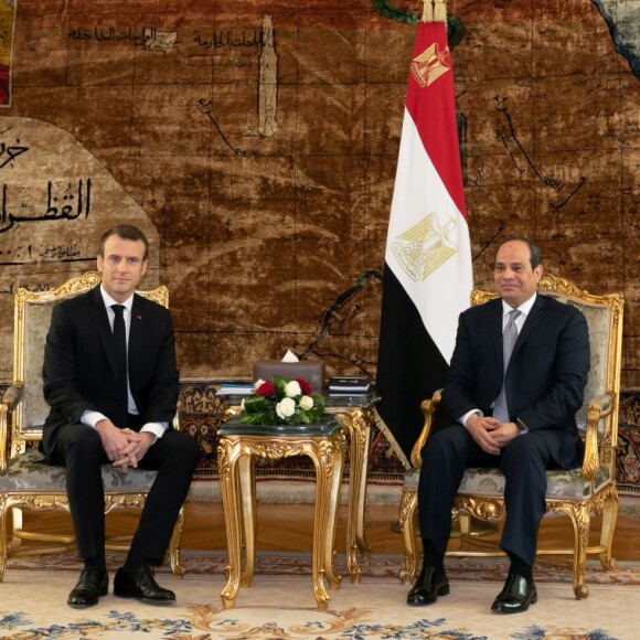 Emmanuel Macron, Abdel Fattah al-Sissi - Rencontre bilatérale entre le président de la République française et le président de la République égyptienne au palais présidentiel au Caire. Le 28 janvier 2019 © Romuald Meigneux / Pool / Bestimage