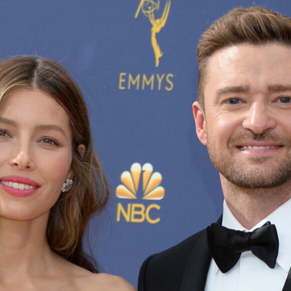 Jessica Biel et son mari Justin Timberlake au 70ème Primetime Emmy Awards au théâtre Microsoft à Los Angeles, le 17 septembre 2018.