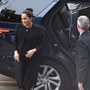 Meghan Markle, duchesse de Sussex, enceinte, arrive à l'université de Londres pour rencontrer des membres de l'association des universités du Commonwealth (ACU) le 31 janvier 2019