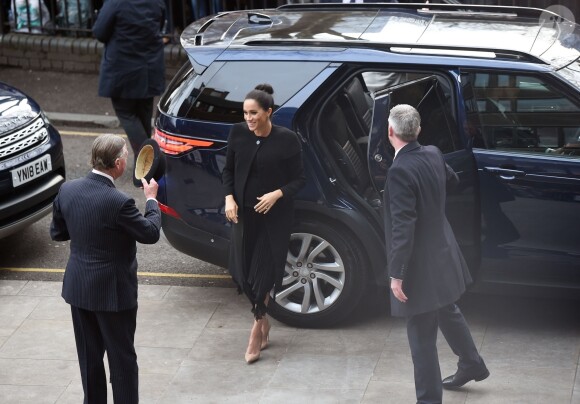 Meghan Markle, duchesse de Sussex, enceinte, arrive à l'université de Londres pour rencontrer des membres de l'association des universités du Commonwealth (ACU) le 31 janvier 2019
