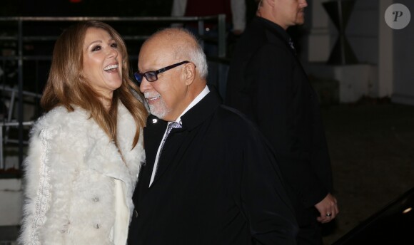 Celine Dion et son mari René Angélil arrivent à l'enregistrement de l'emission "Vivement dimanche" au studio Gabriel à Paris le 13 novembre 2013.