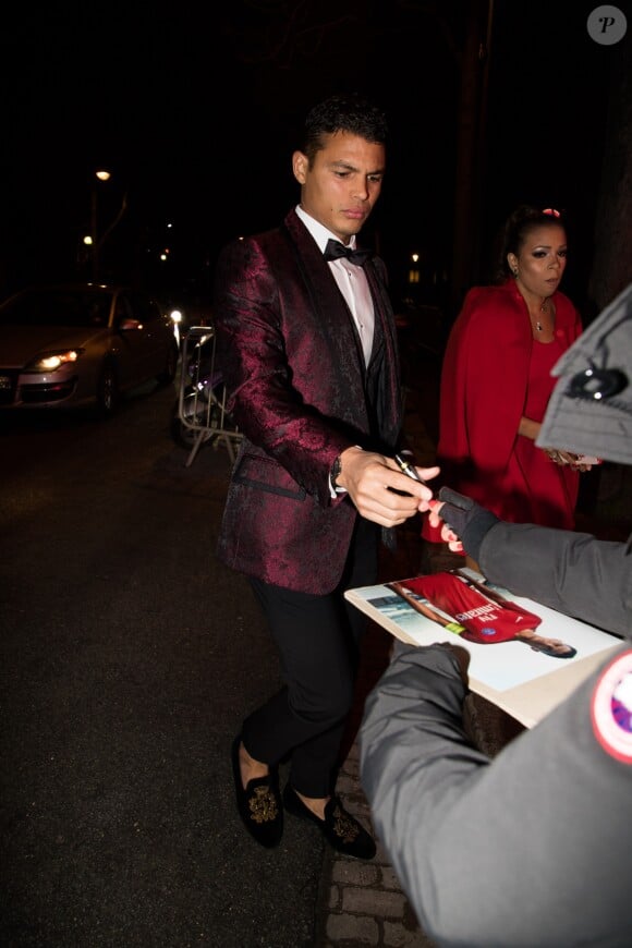 Thiago Silva et sa femme Isabele da Silva à la soirée d'anniversaire "Neymar JR'S: Nuit Rouge" des 27 ans de Neymar Jr. au Pavillon Gabriel à Paris, France, le 4 février 2019.