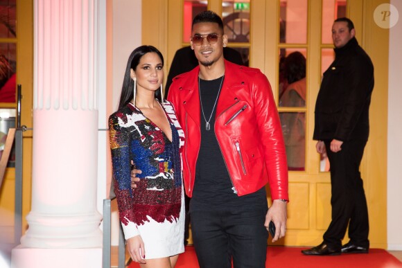 Alphonse Areola (blouson en cuir rouge Anthony Delon) et sa femme Marrion à la soirée d'anniversaire "Neymar JR'S: Nuit Rouge" des 27 ans de Neymar Jr. au Pavillon Gabriel à Paris, France, le 4 février 2019.