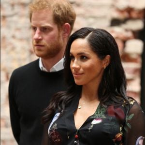 Le prince Harry, duc de Sussex, et Meghan Markle, duchesse de Sussex, enceinte, visitent le Bristol Old Vic. à Bristol le 1er février, 2019.