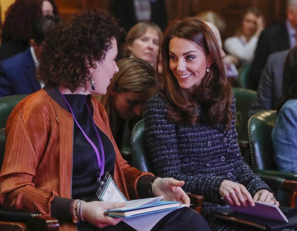 Catherine (Kate) Middleton, duchesse de Cambridge pendant la conférence de "Mental Health In Education" au centre de conférence Mercers' Hall à Londres, Royaume Uni, le 13 février 2019.