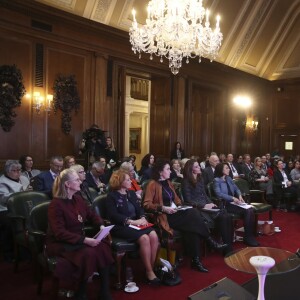 Catherine (Kate) Middleton, duchesse de Cambridge pendant la conférence de "Mental Health In Education" au centre de conférence Mercers' Hall à Londres, Royaume Uni, le 13 février 2019.