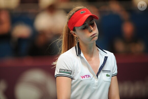 Alize Cornet (FRA) eliminée en 8ème de finale par Lucie Safarova (CZE) lors du 21ème Open GDF-SUEZ au stade Pierre De Coubertin a Paris le 31 janvier 2013.