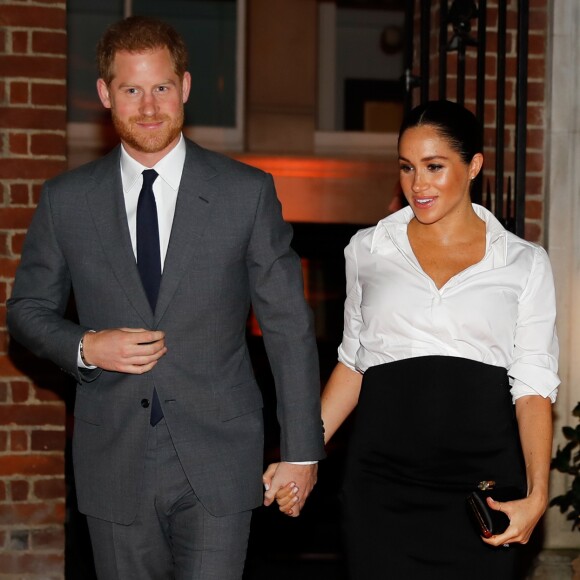 Le prince Harry, duc de Sussex, et Meghan Markle, enceinte, duchesse de Sussex, lors du cocktail d'accueil aux Endeavour fund Awards au Drapers' Hall à Londres le 7 février 2019.