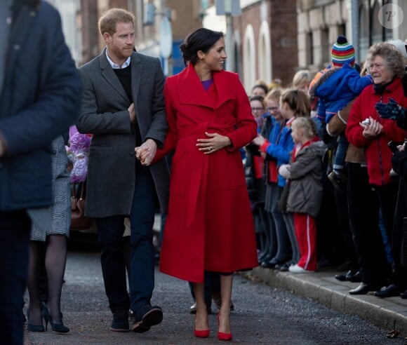 Le prince Harry et Meghan Markle lors d'une visite à Birkenhead le 14 janvier 2019.