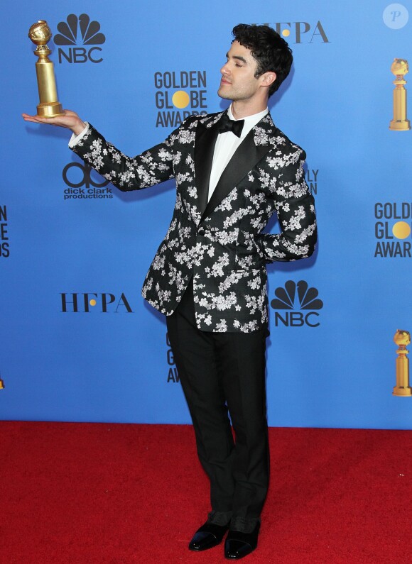 Darren Criss lors de la press room de la 76ème cérémonie annuelle des Golden Globe Awards au Beverly Hilton Hotel à Los Angeles, Calfornie, Etats-Unis, le 6 janver 2019.