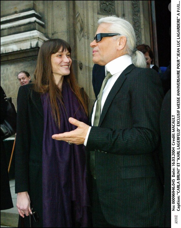 Carla Bruni et Karl Lagerfeld à Paris. Mars 2004.