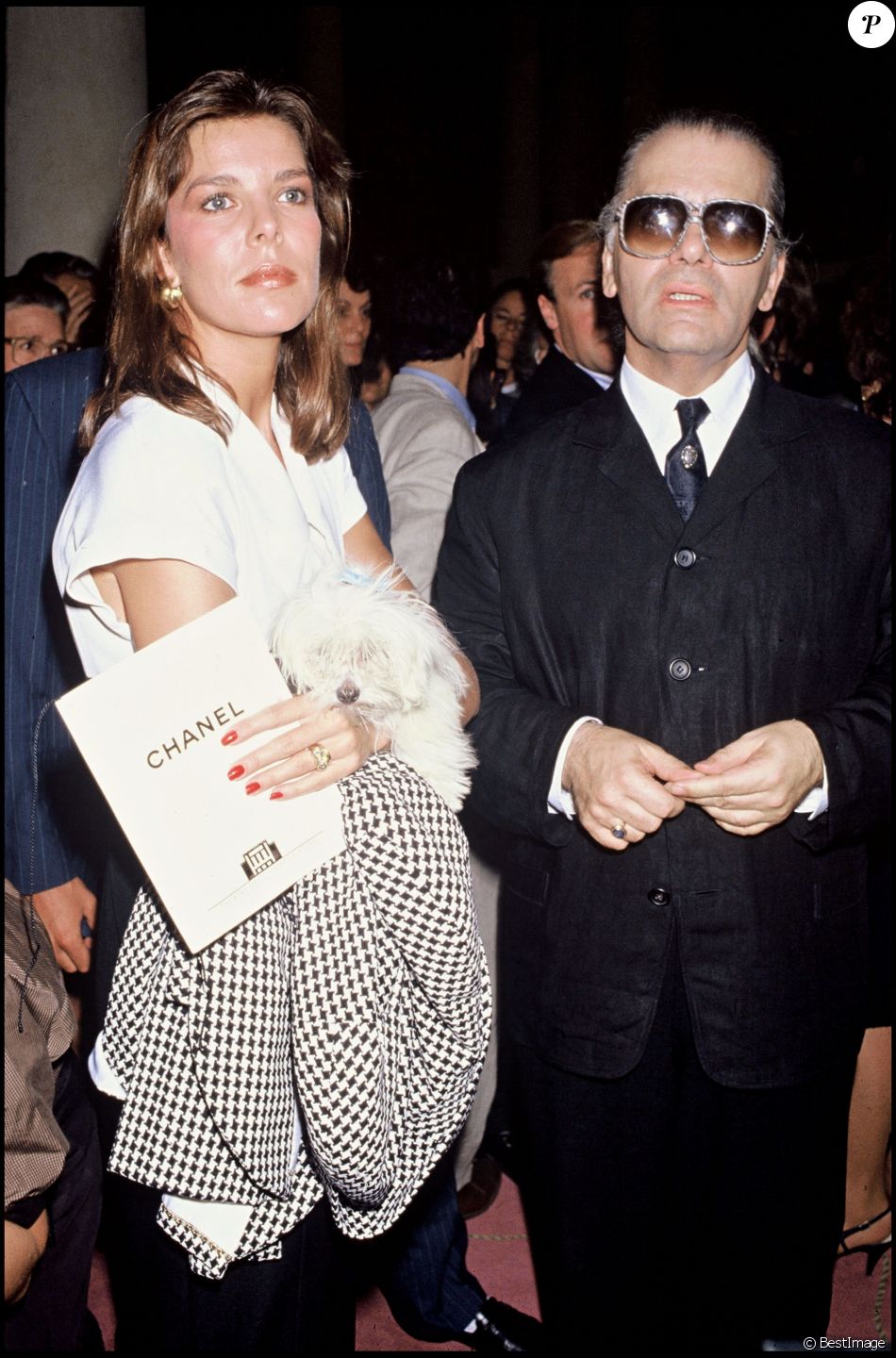 Caroline de Monaco et Karl Lagerfeld au défilé Chanel à 