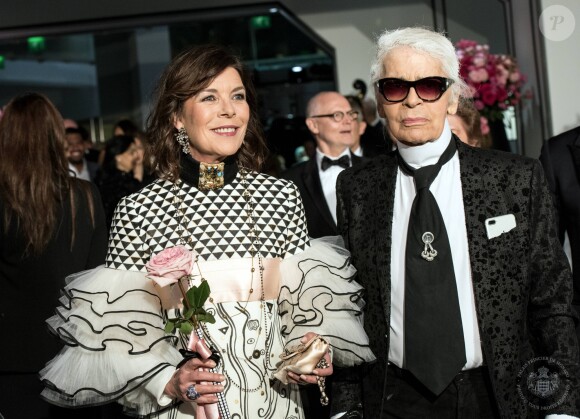 La princesse Caroline de Hanovre et Karl Lagerfeld au 63e Bal de la Rose à Monaco le 18 mars 2017. © Gaetan Luci / Palais Princier / SBM via Bestimage